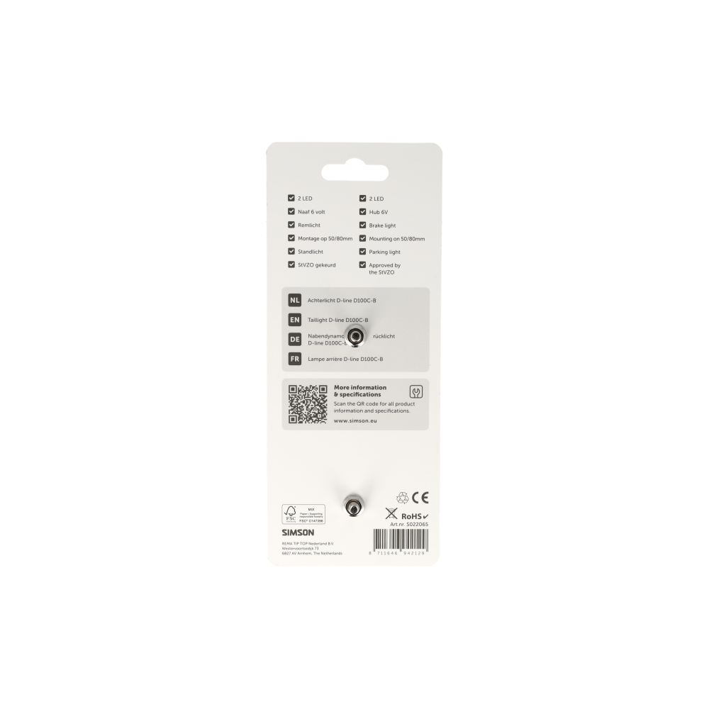 Rema tip top nederland b.v. simson aurora achterlicht d-line d100c