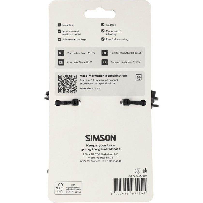 Simson - voetrusten zwart 1110s