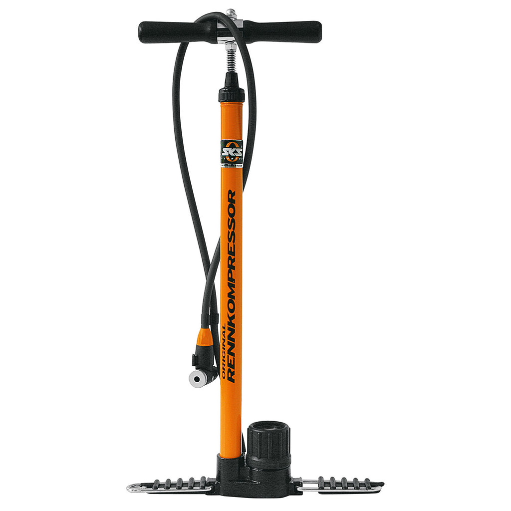 SKS - vloerpomp rennkompressor multivalve 16bar zw/oranje