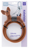 PexKids - PexKids cijfer kabelslot bruin flappie de waakhond silicone