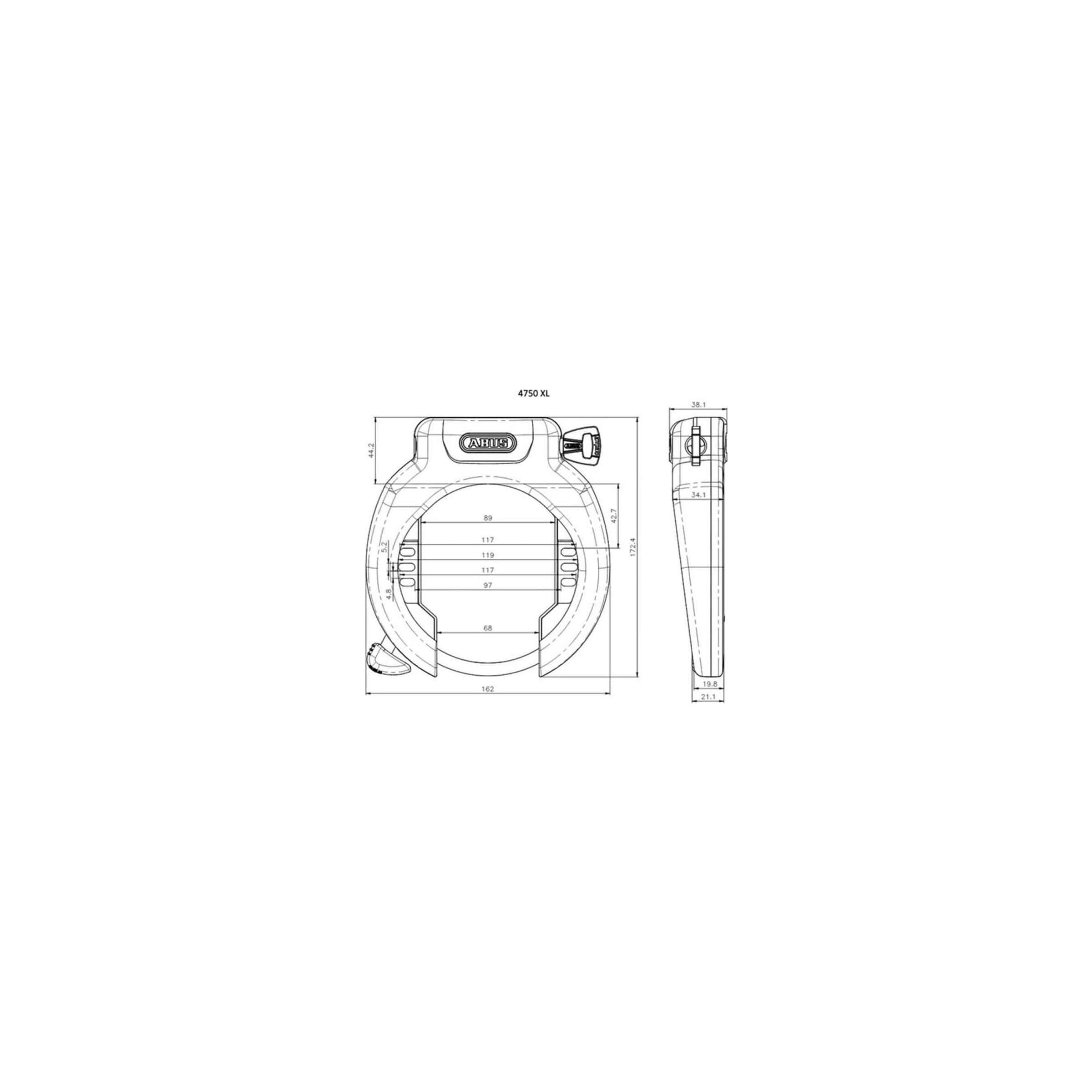 Antivol à anneau Abus Frame Amparo 4750XL R. Niveau de sécurité 9. Avec grande ouverture de roue