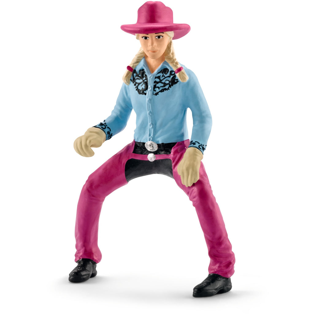 Schleich Farm World Barrel racing met cowgirl