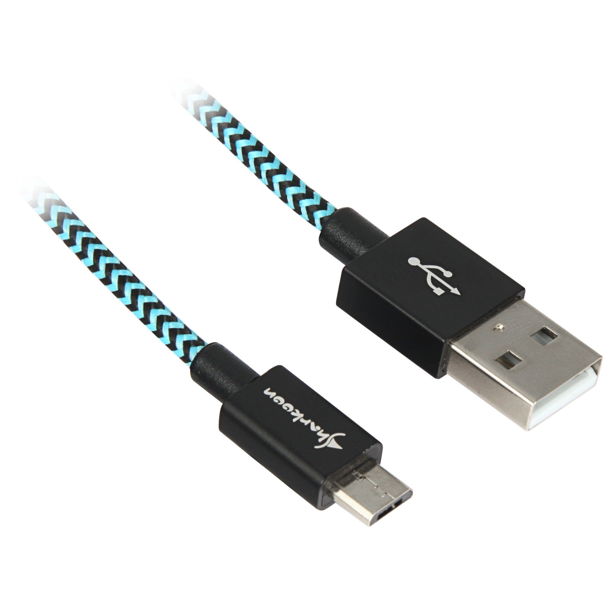 Sharkoon usb 2.0 kabel, usb-a > micro-usb b (zwart lichtblauw, 0,5 meter)