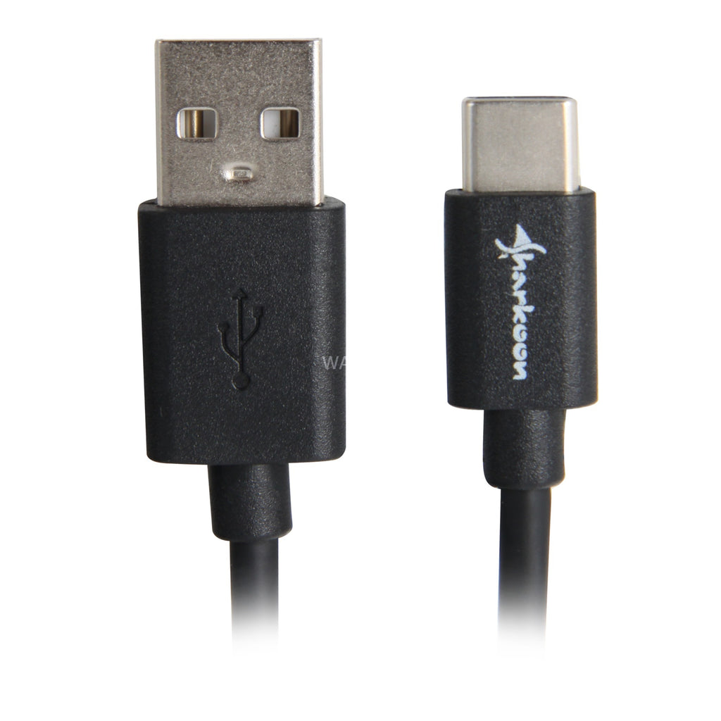 Sharkoon usb-a 2.0 - usb-c kabel (zwart, 0,5 meter )