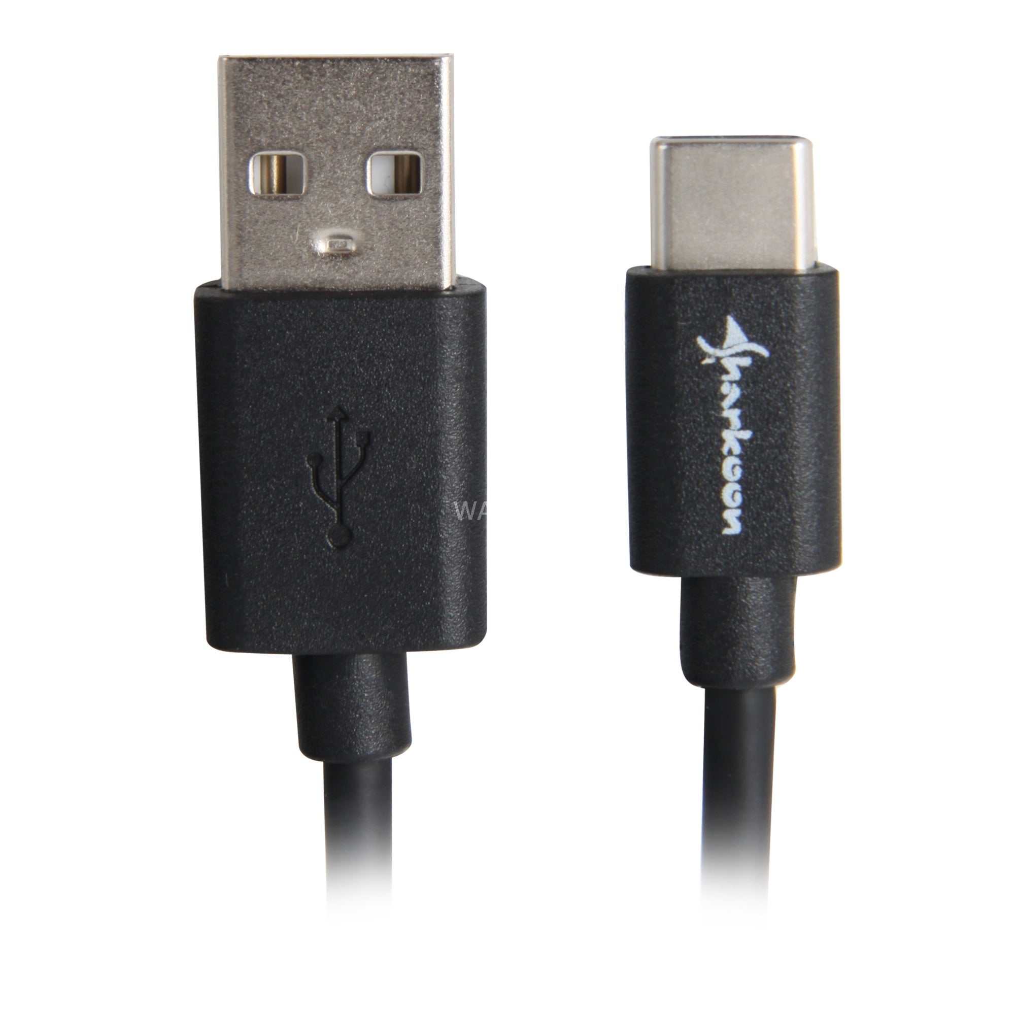 Sharkoon usb-a 2.0 - usb-c kabel (zwart, 3 meter)