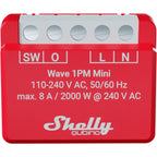 Shelly qubino wave 1pm mini relais (rood wit, 1-kanaals, z-wave)
