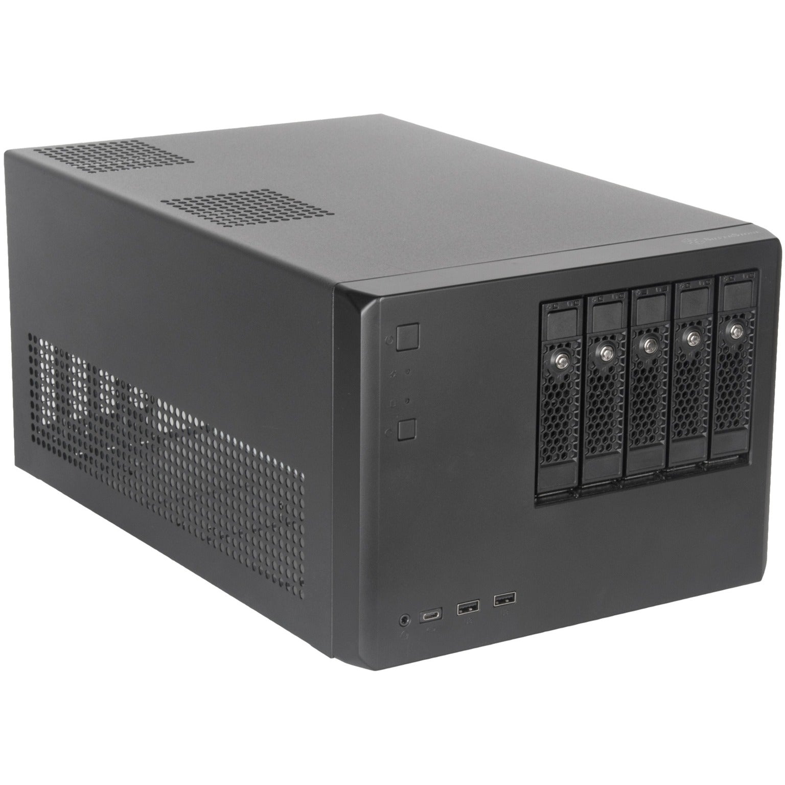 Silverstone sst-cs351 mini tower behuizing (zwart | 2x usb-a | 1x usb-c)