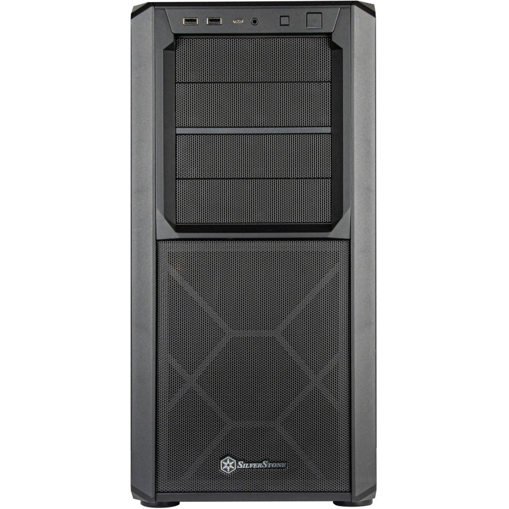 Silverstone sst-sed1-b midi tower behuizing (zwart | 2x usb-a | 1x usb-c)
