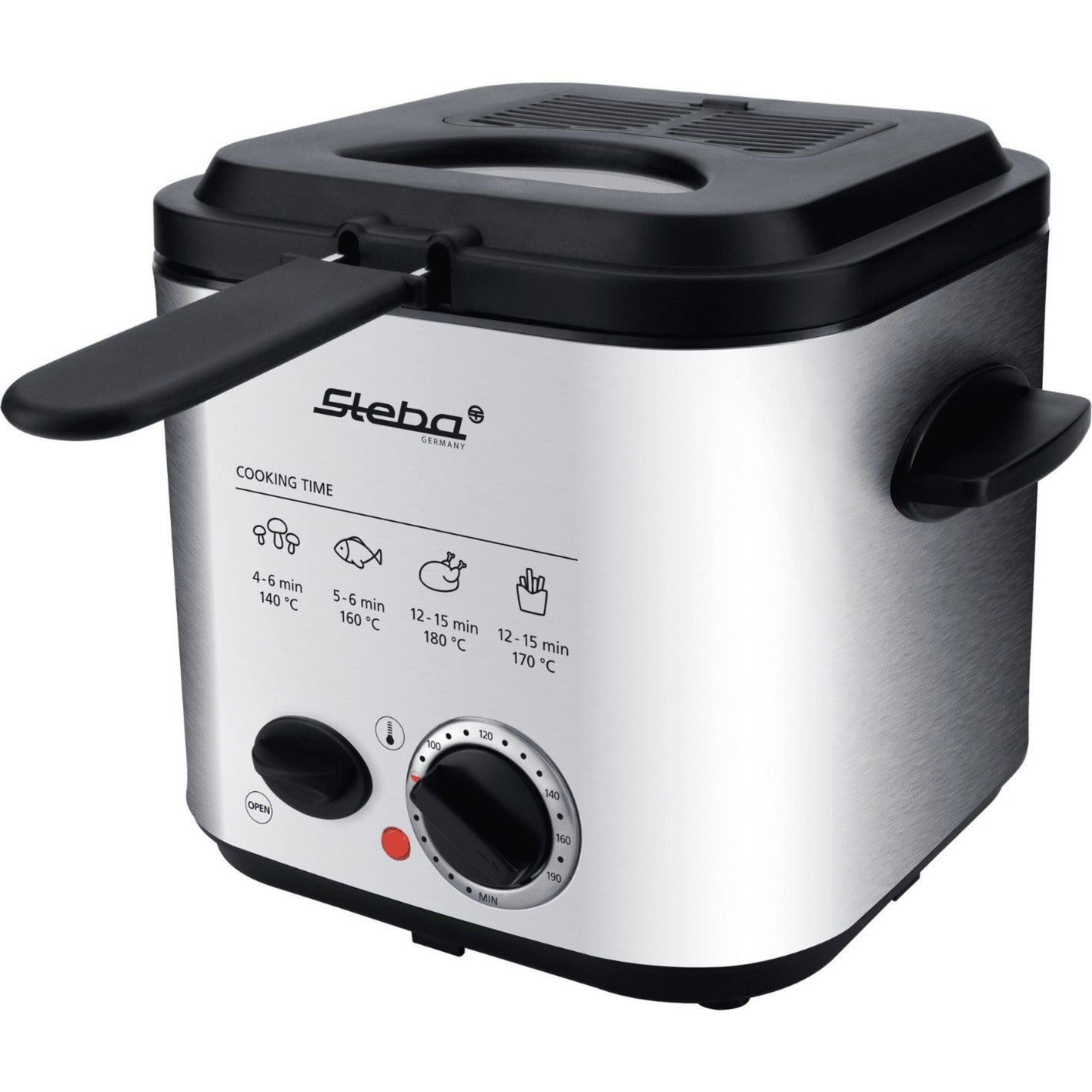 Steba df95f - minifriteuse fondue frituurpan (roestvrij staal zwart, 1,25 liter)