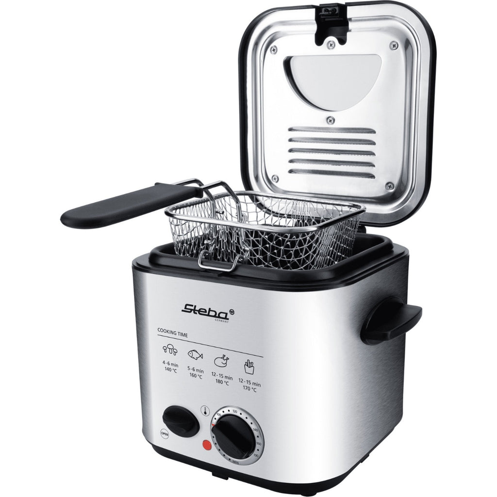 Steba df95f - minifriteuse fondue frituurpan (roestvrij staal zwart, 1,25 liter)