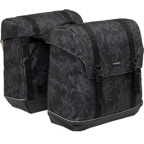 Newlooxs New Fietstas Alba Double Waterafstotend Polyester MIK Bagagedrager Zwart Groen Zand