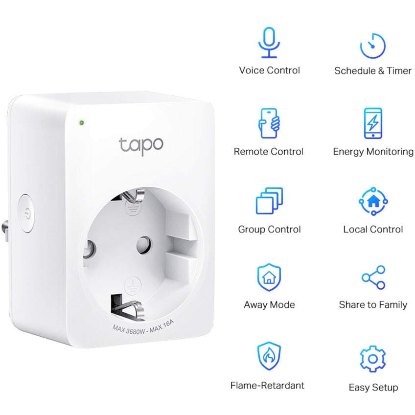 Tp-link tapo p110 (4-pack) mini smart wifi-stopcontact schakel stekkerdoos (wit, 4 stuks)