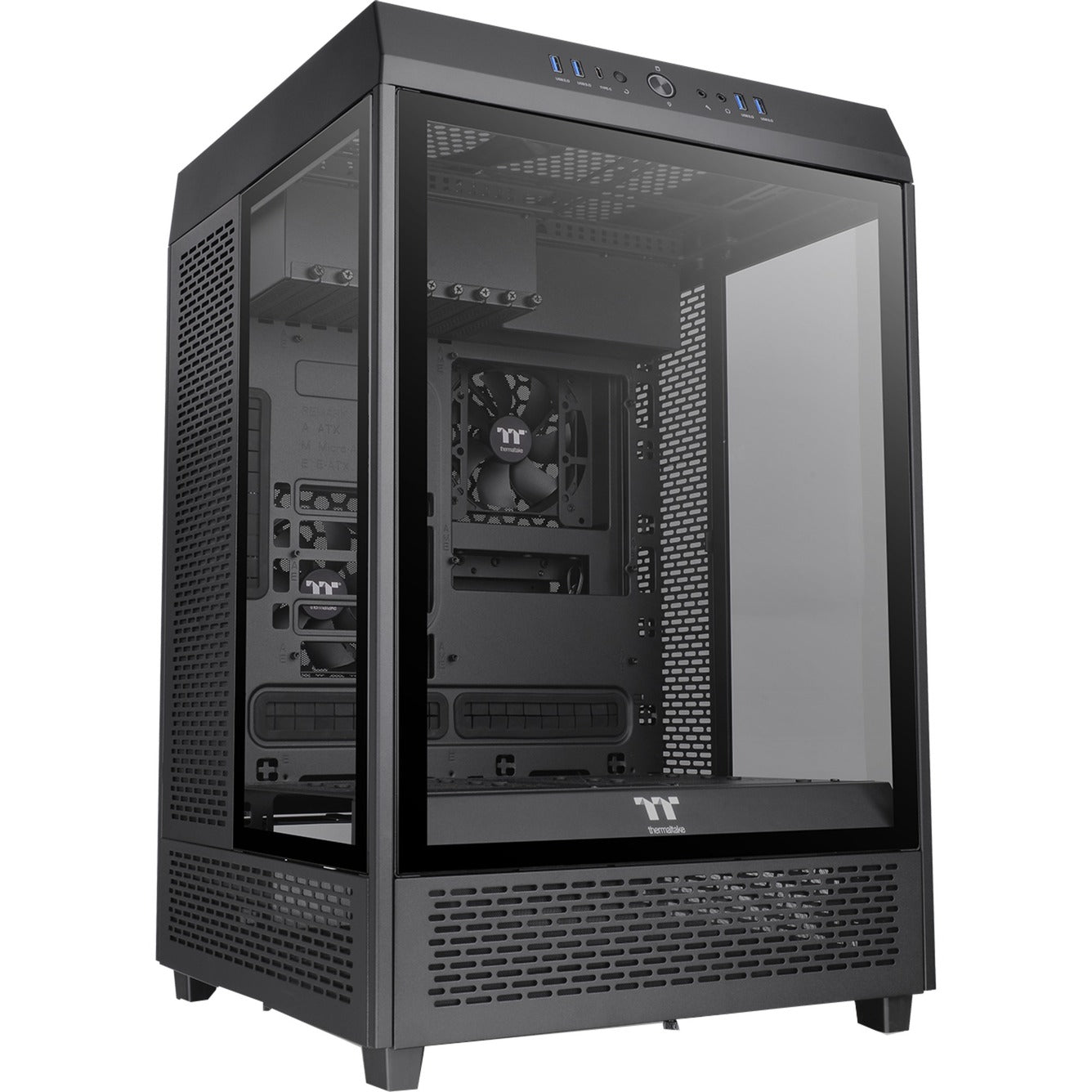 Thermaltake the tower 500 midi tower behuizing (zwart | 4x usb-a | 1x usb-c | tempered glass)