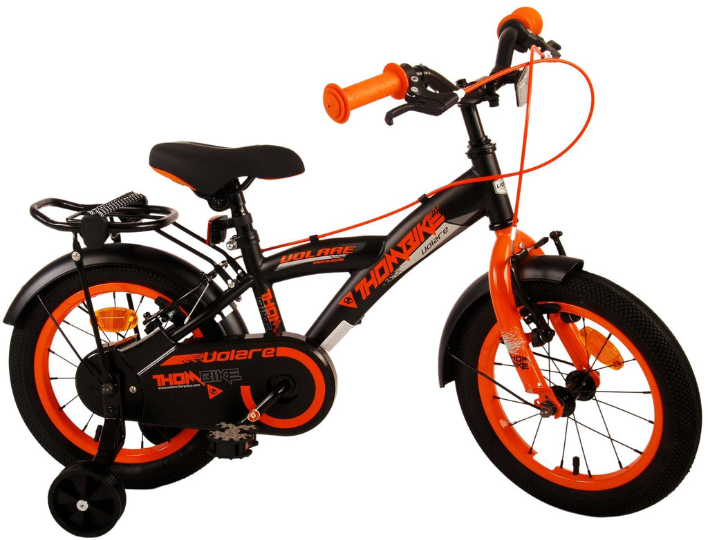 Volare Thombike Kinderfiets Jongens 14 inch Zwart Oranje Twee Handremmen