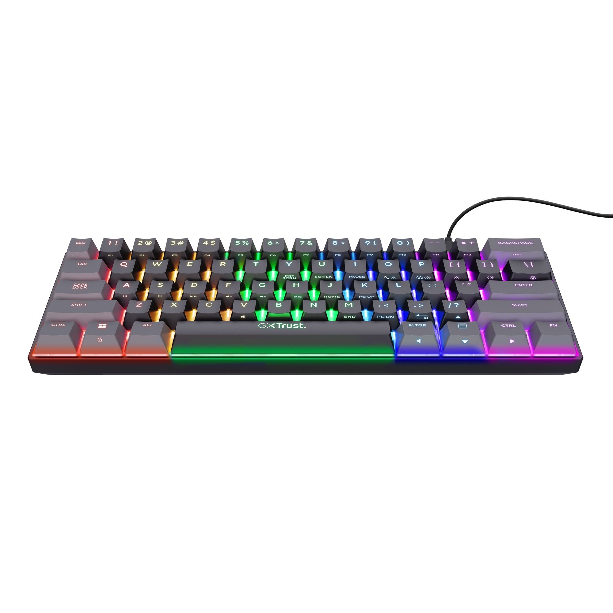 Trust gxt 867 acira 60% mini mechanisch gaming-toetsenbord, gaming toetsenbord (zwart, us lay-out, outemu red, 60%, rgb)