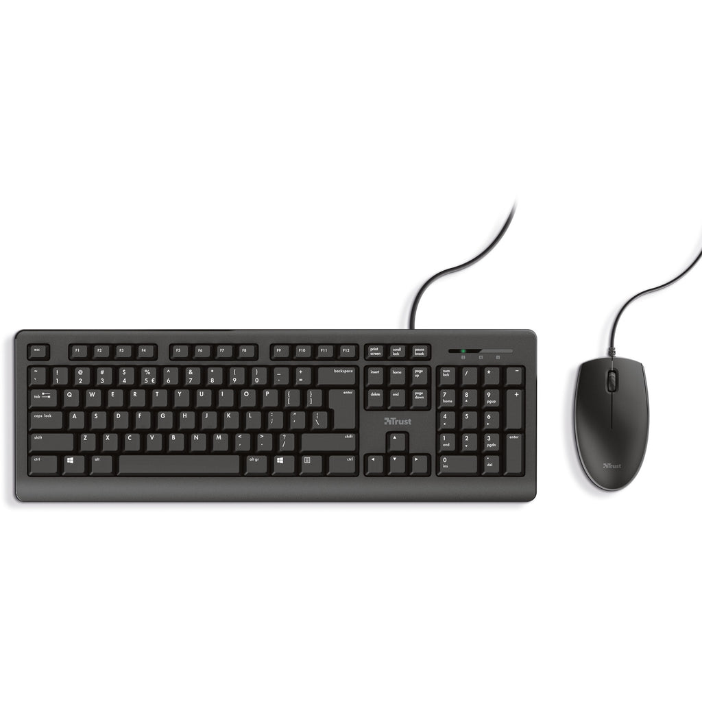 Trust primo keyboard mouse set, desktopset (zwart, us lay-out, membraan)