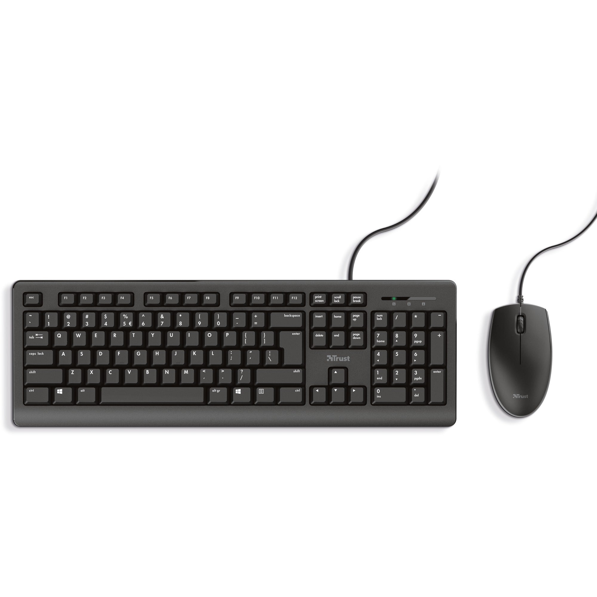 Trust primo keyboard mouse set, desktopset (zwart, us lay-out, membraan)