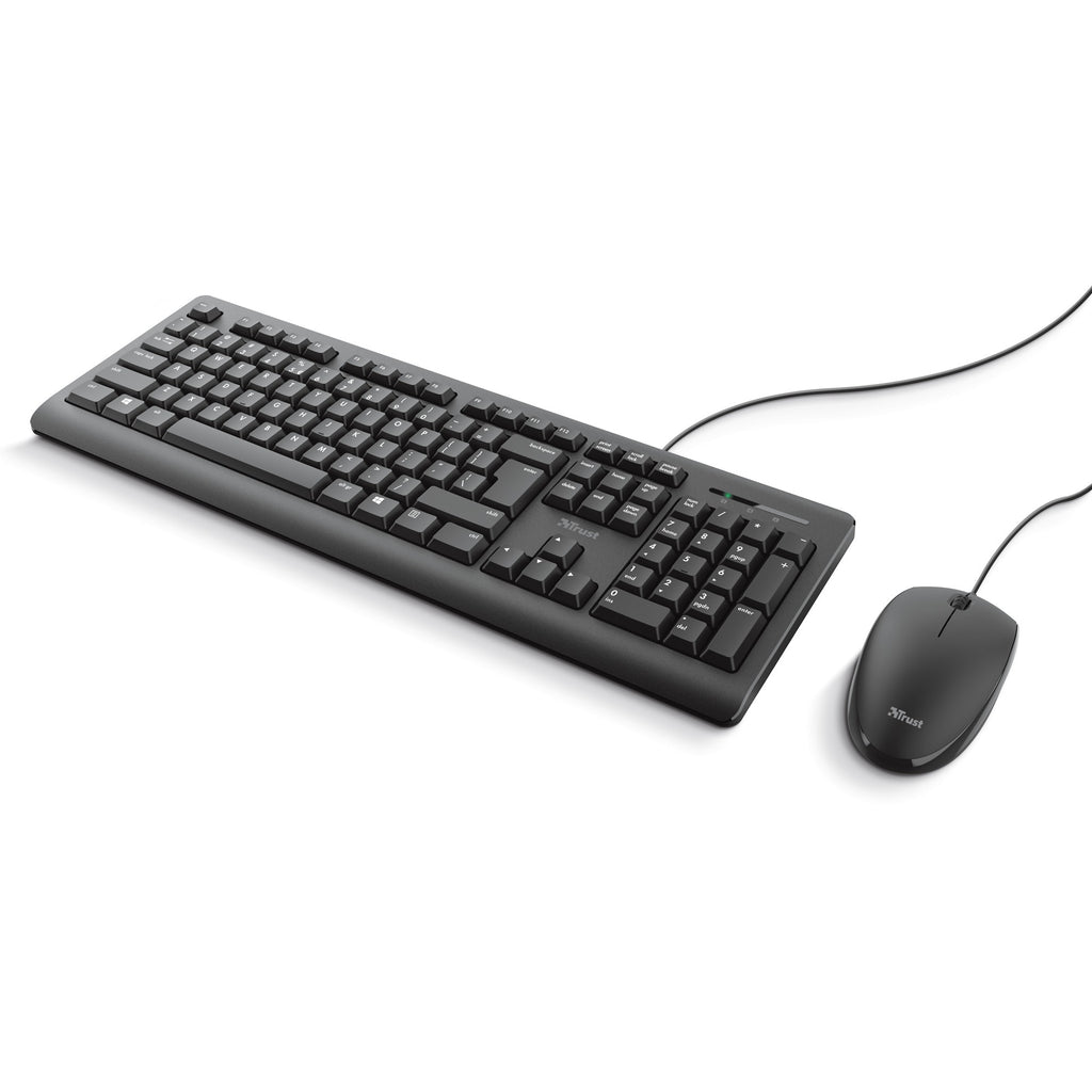 Trust primo keyboard mouse set, desktopset (zwart, us lay-out, membraan)