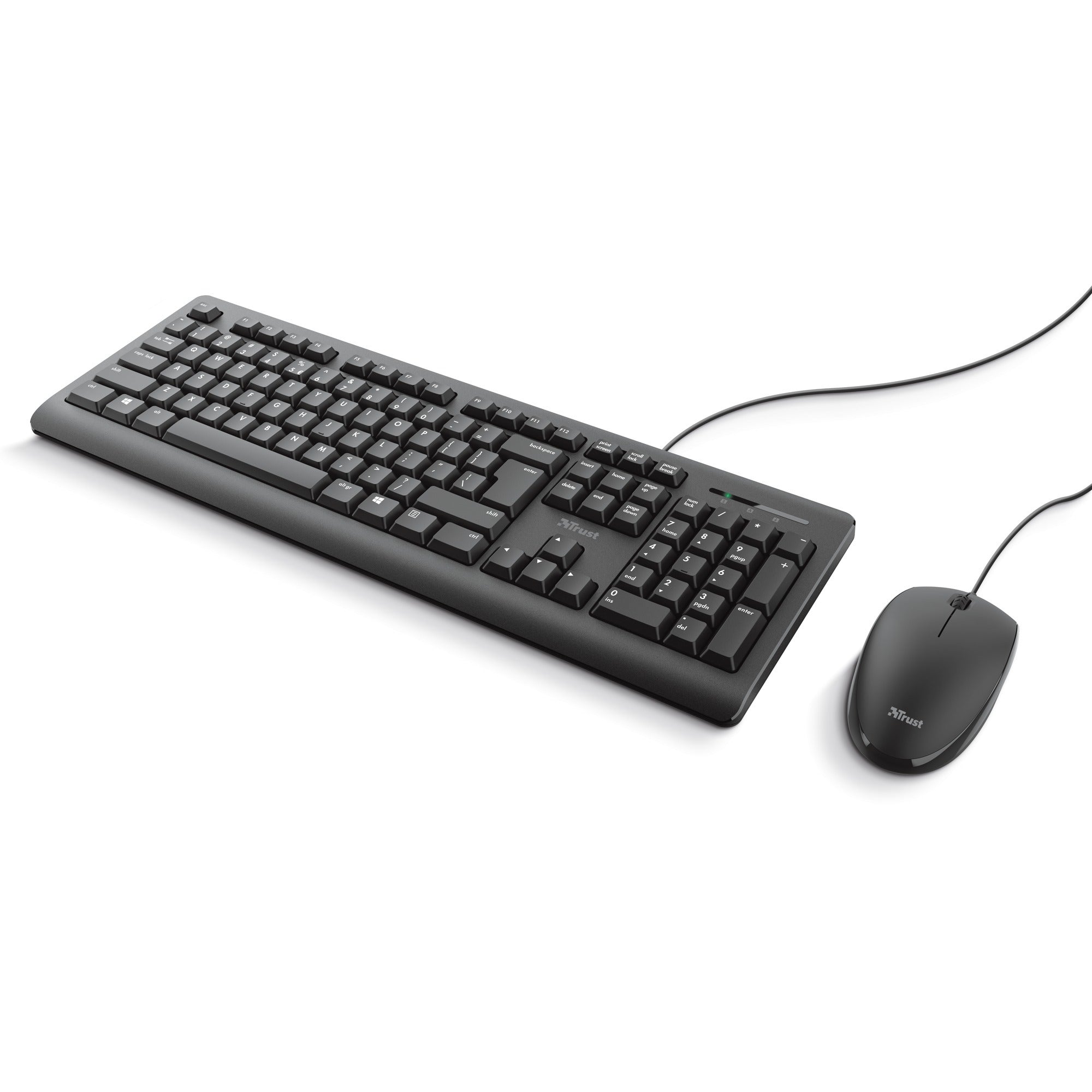 Trust primo keyboard mouse set, desktopset (zwart, us lay-out, membraan)
