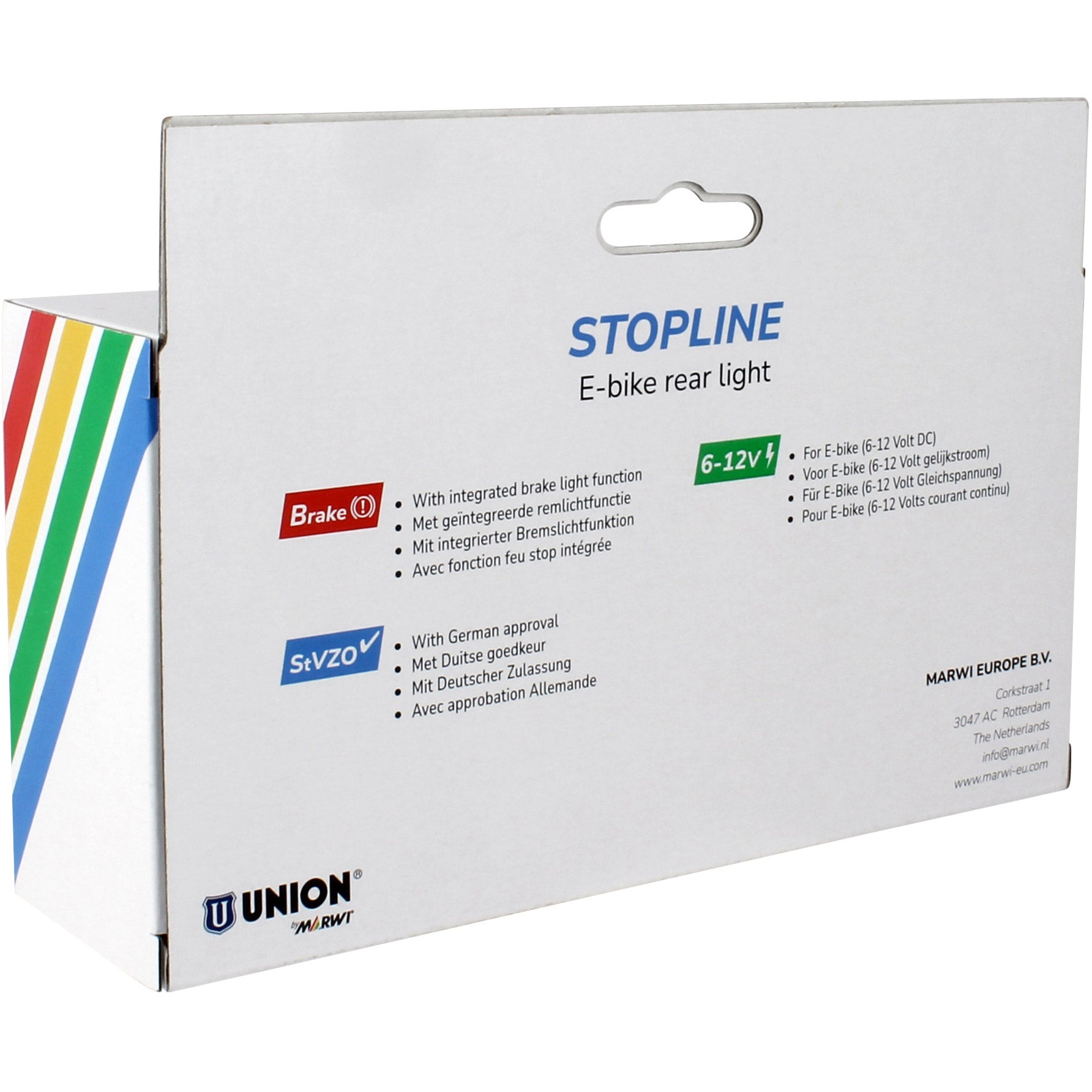 Qibbel - achterlicht stopline e-bike 6-12v met remlicht