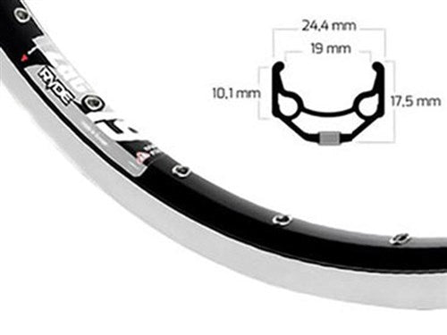 Ryde - Velg 28 inch 622 zac19 zwart geslepen zijkant 36 dubbel bus
