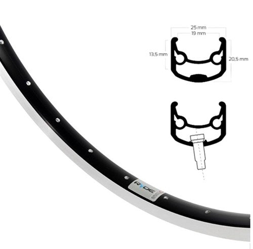 Ryde - Velg 28 inch 622 andra 30 zwart geslepen zijkant 36