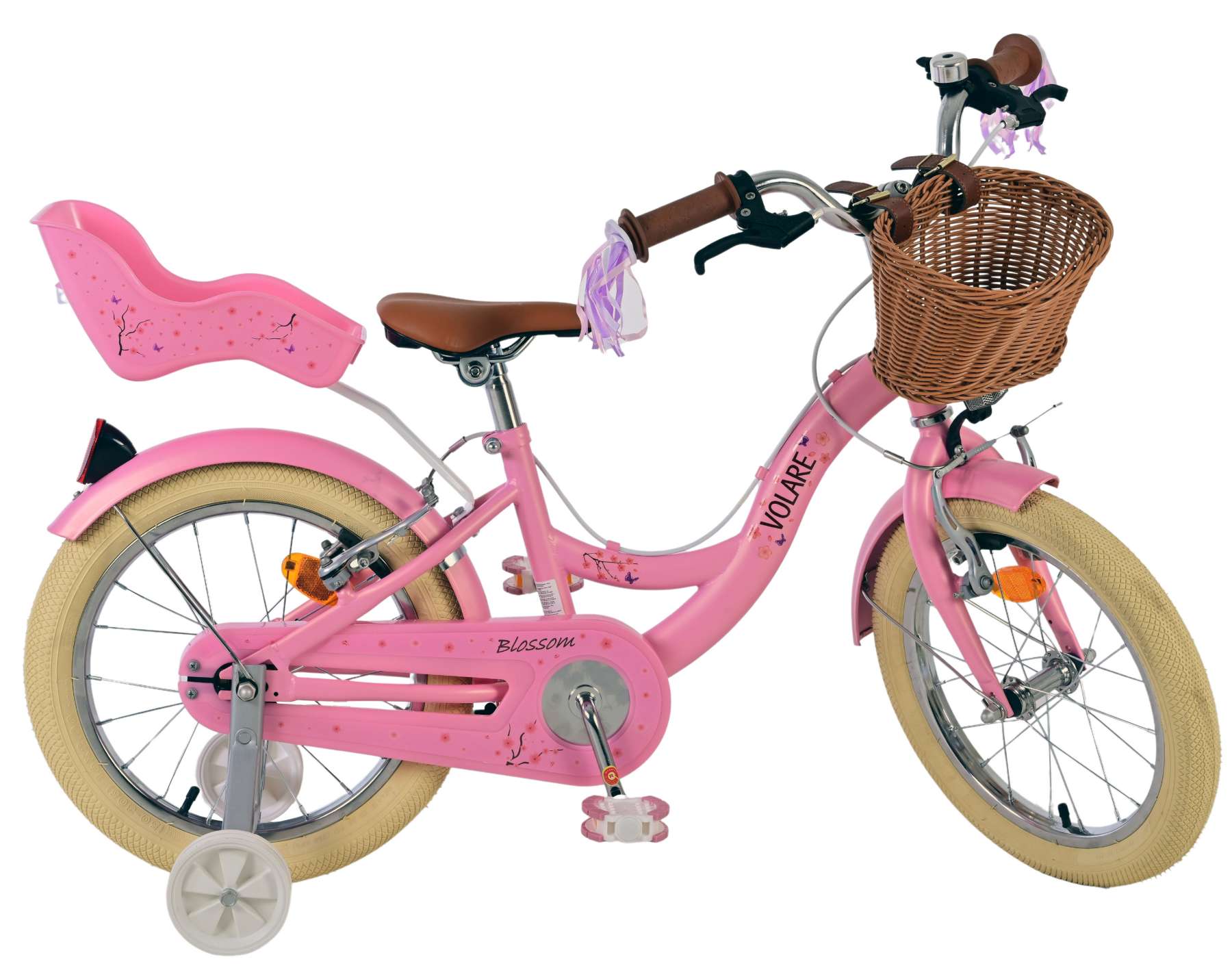 Volare - blossom kinderfiets - meisjes - 16 inch - roze - twee handremmen