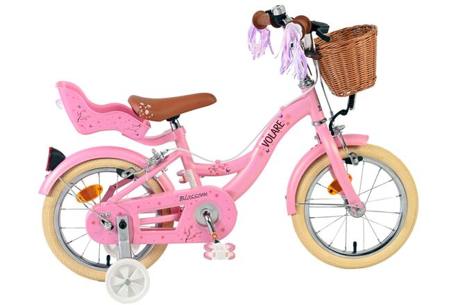 Volare - blossom kinderfiets - meisjes - 14 inch - roze - twee handremmen