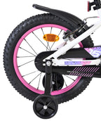 Volare lily kinderfiets - meisjes - 16 inch - wit roze paars - twee handremmen