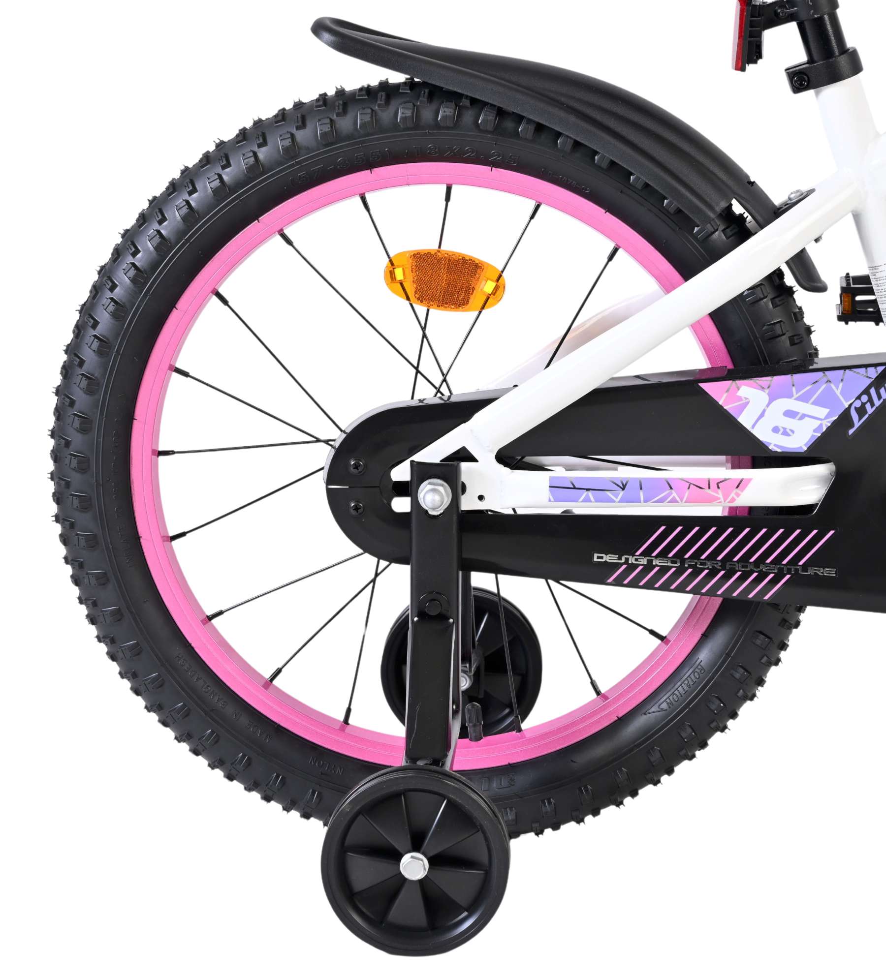 Volare - lily kinderfiets - meisjes - 18 inch - wit roze paars - twee handremmen