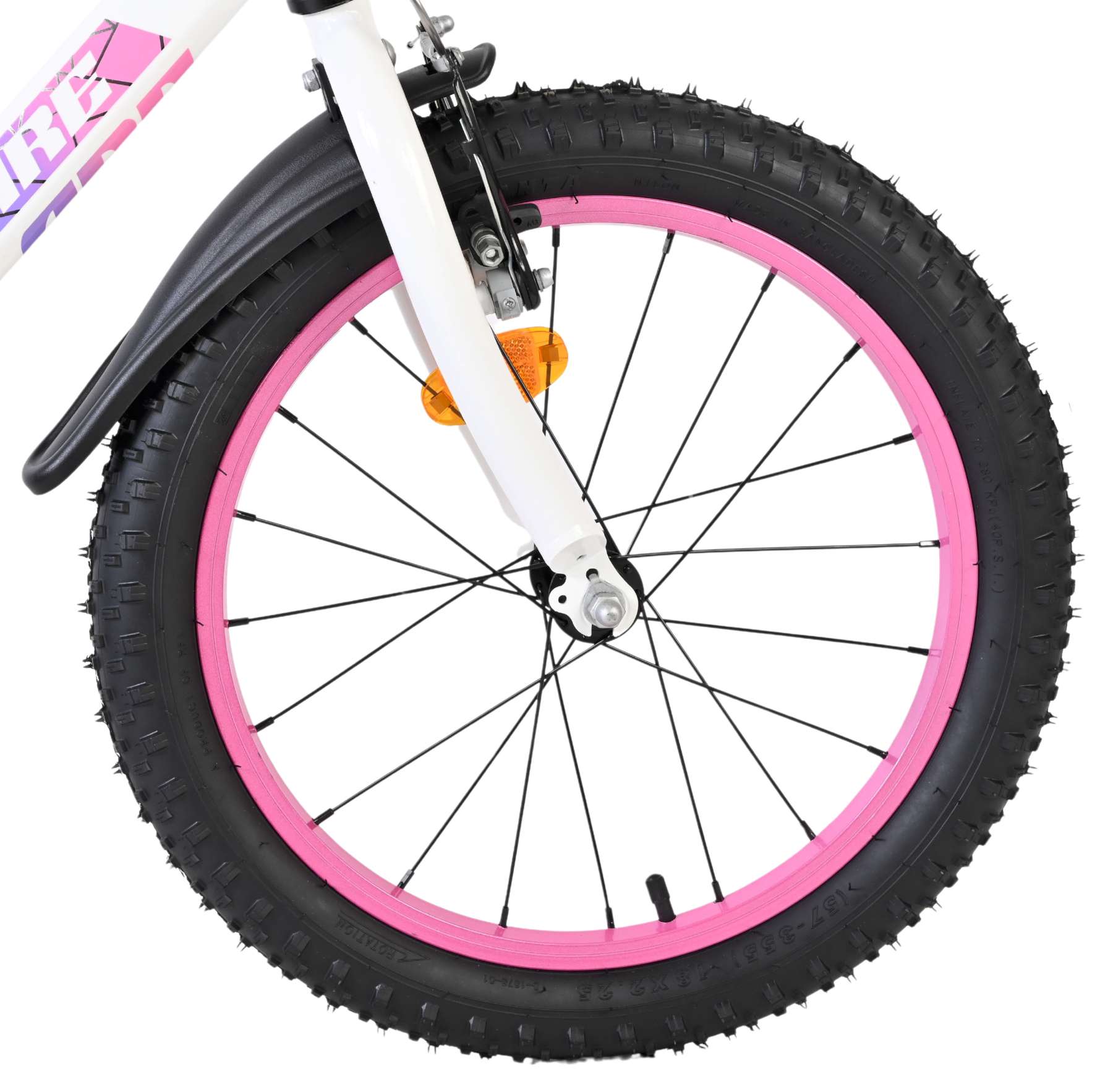 Volare - lily kinderfiets - meisjes - 18 inch - wit roze paars - twee handremmen