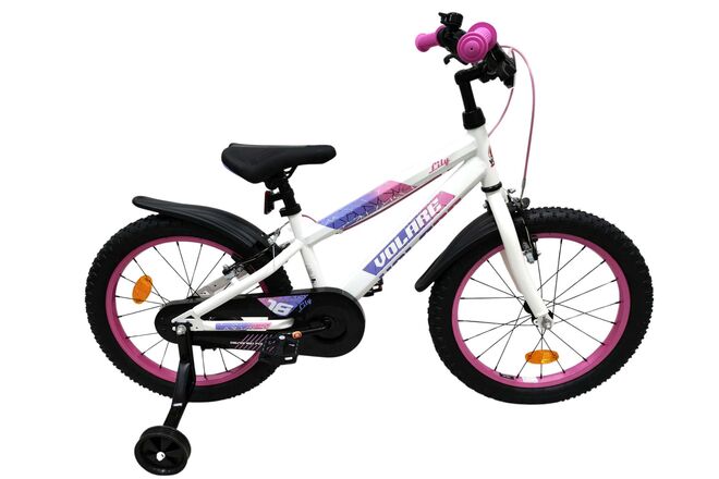 Volare - lily kinderfiets - meisjes - 18 inch - wit roze paars - twee handremmen