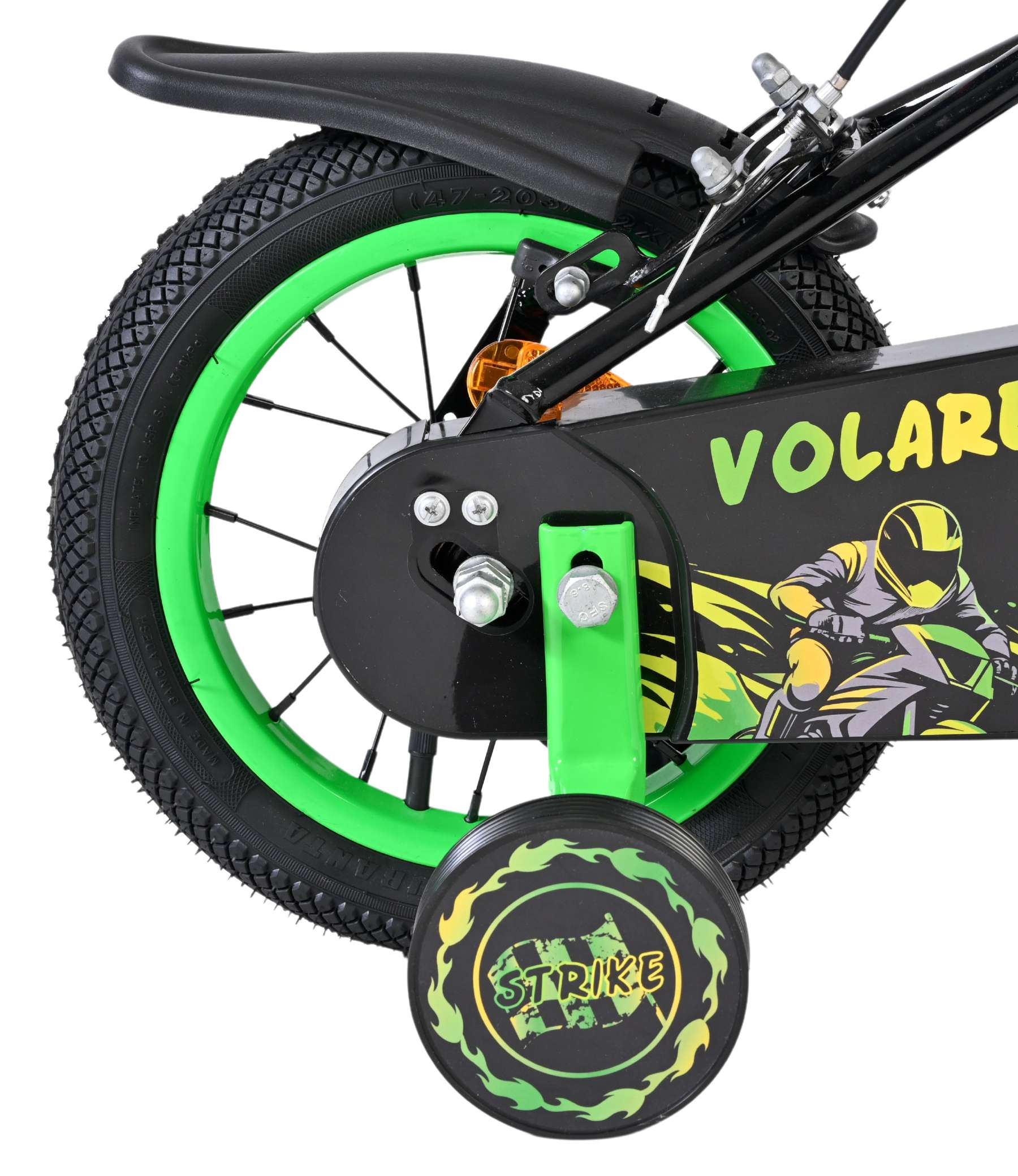Volare - strike kinderfiets - jongens - 12 inch - zwart groen - twee handremmen