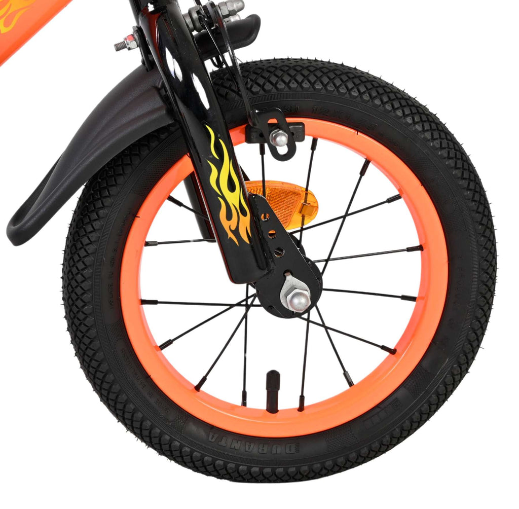 Volare - strike kinderfiets - jongens - 12 inch - zwart oranje - twee handremmen