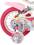 Volare unicorn kinderfiets - meisjes - 12 inch - wit - twee handremmen
