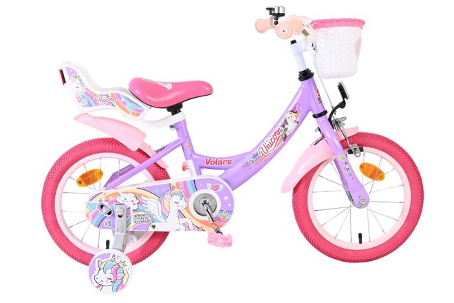 Volare - unicorn kinderfiets - meisjes - 14 inch - paars