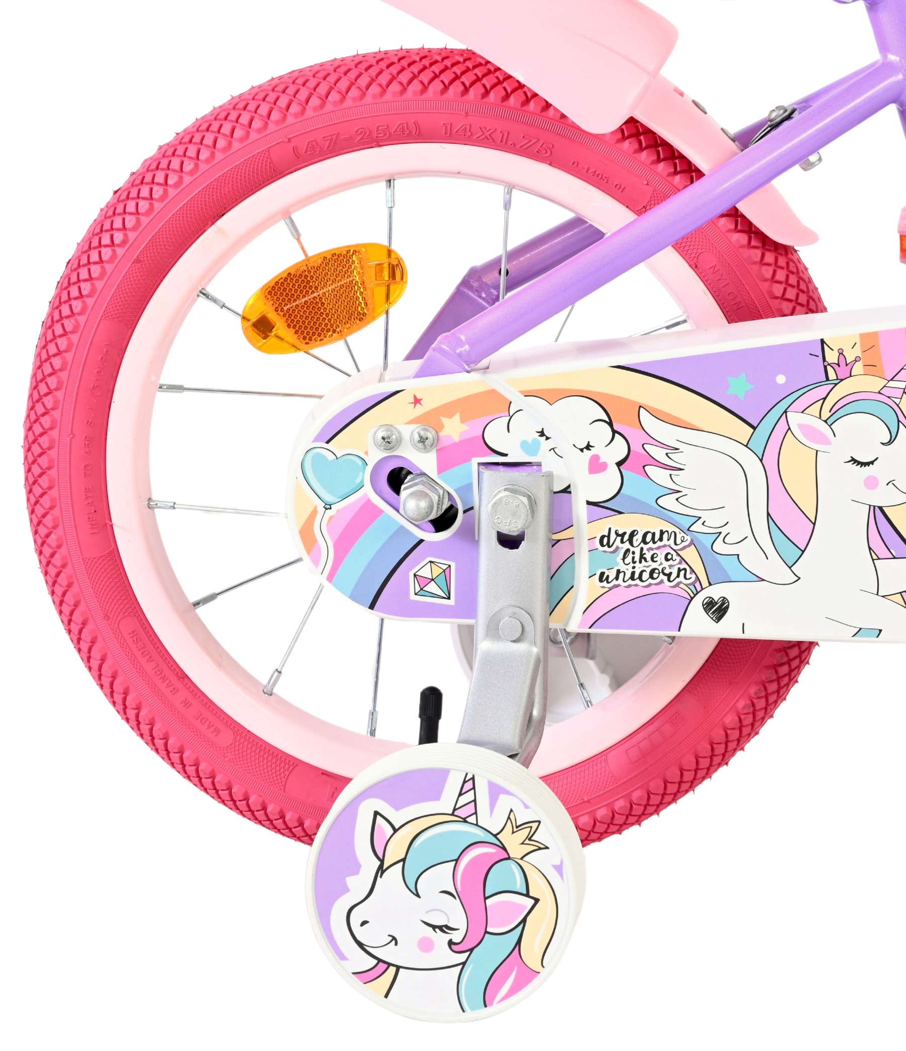 Volare - unicorn kinderfiets - meisjes - 14 inch - paars