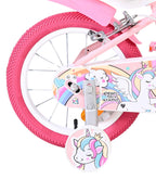 Volare - unicorn kinderfiets - meisjes - 14 inch - roze - twee handremmen