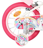 Volare - unicorn kinderfiets - meisjes - 14 inch - wit - twee handremmen