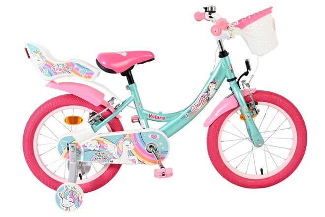 Volare - unicorn kinderfiets - meisjes - 16 inch - groen - twee handremmen