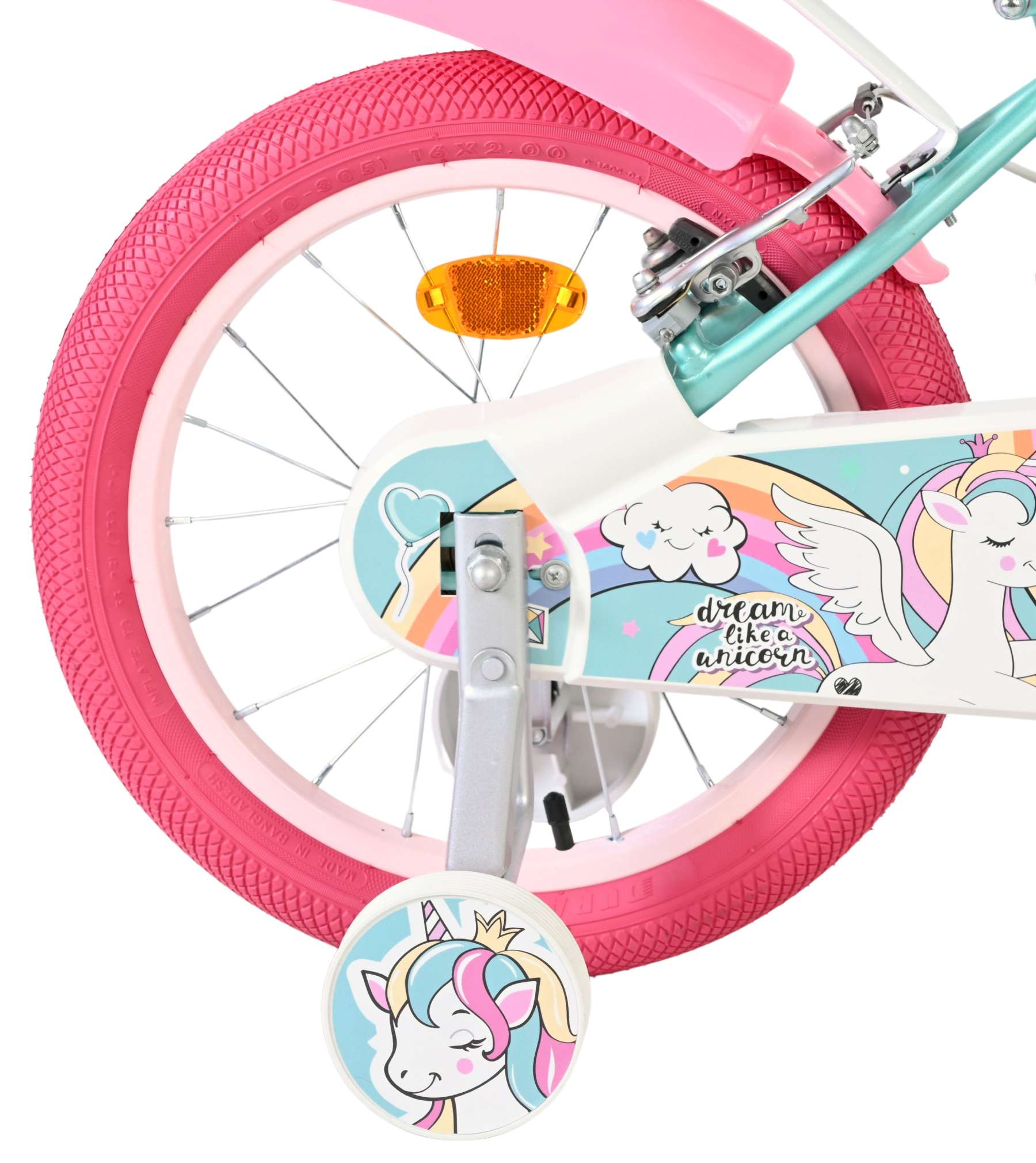 Volare - unicorn kinderfiets - meisjes - 16 inch - groen - twee handremmen