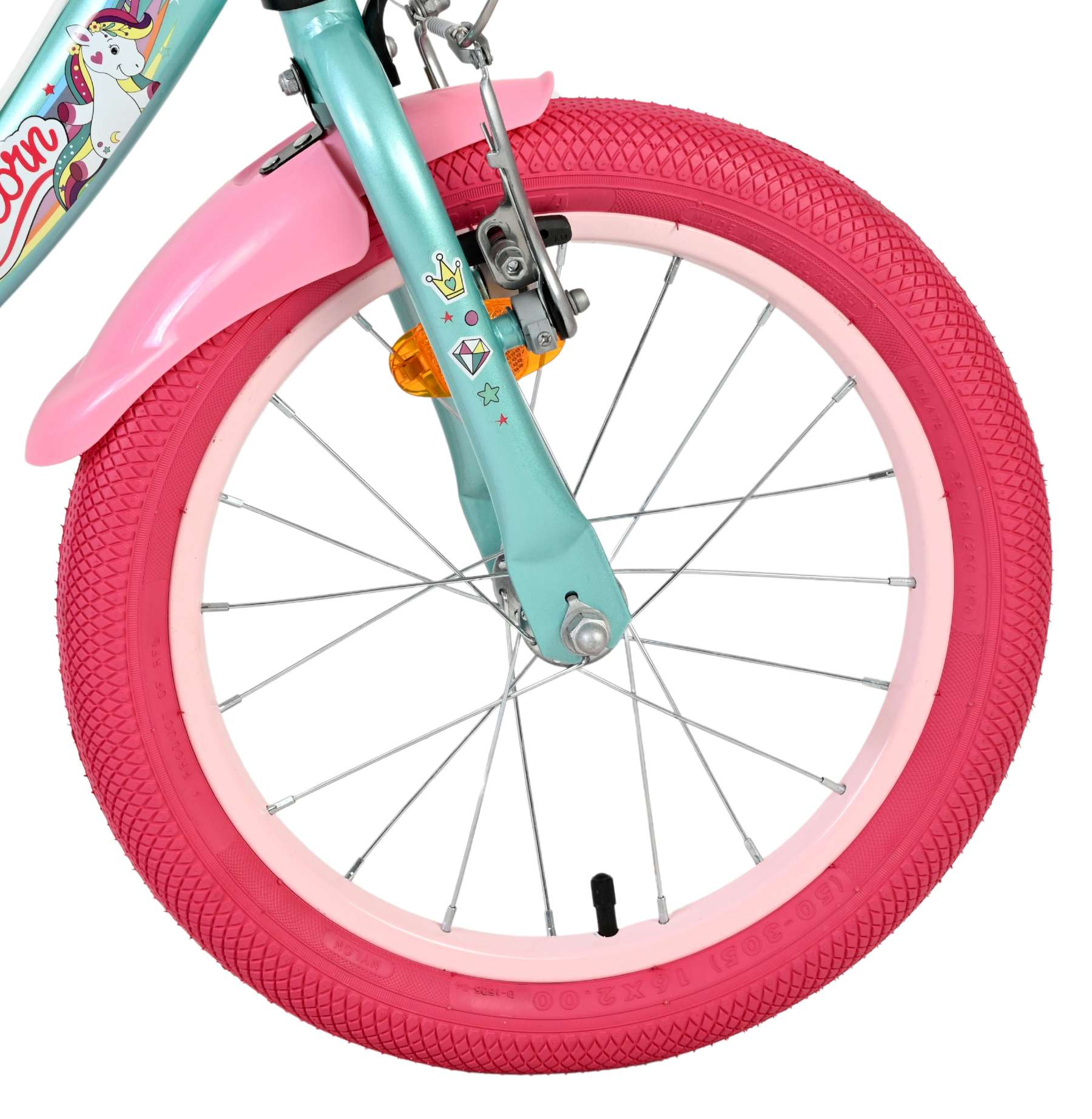 Volare - unicorn kinderfiets - meisjes - 16 inch - groen - twee handremmen