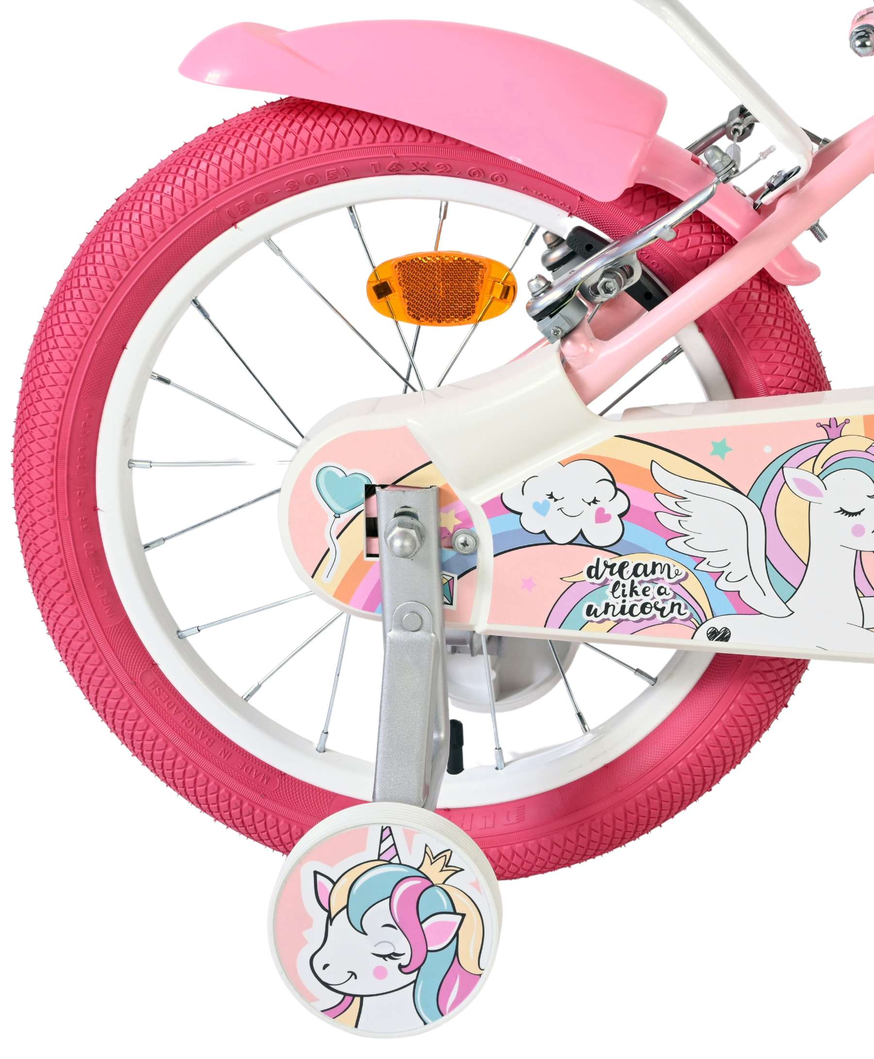 Volare - unicorn kinderfiets - meisjes - 16 inch - roze - twee handremmen