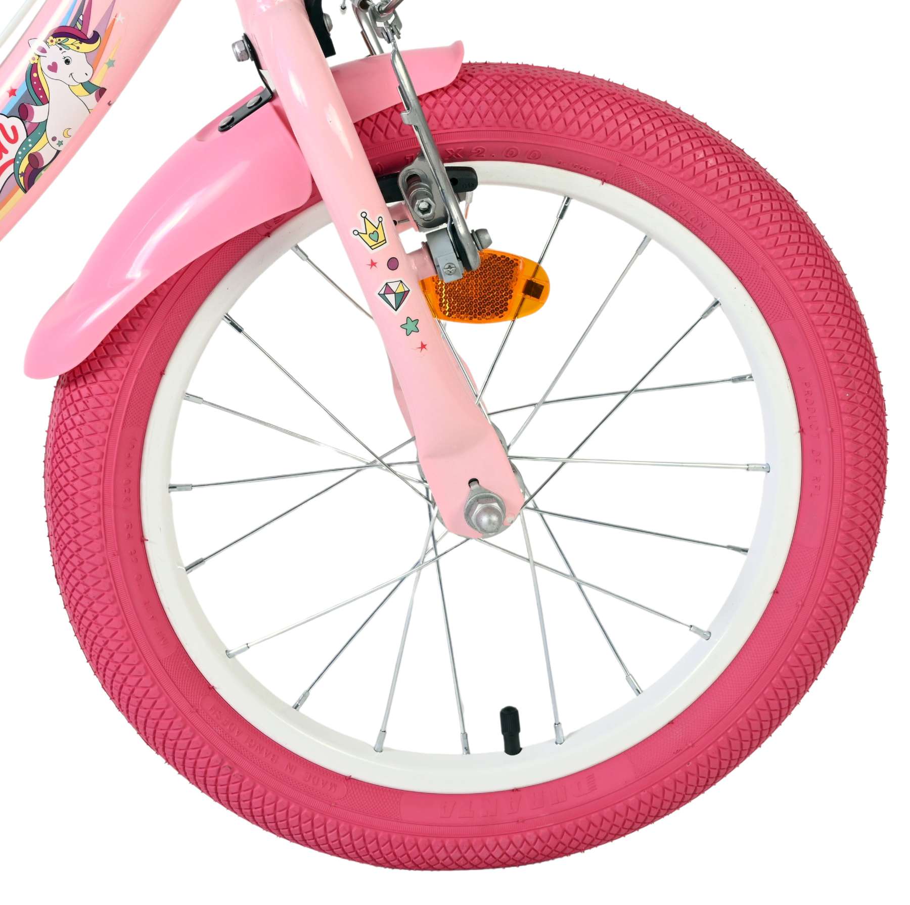 Volare - unicorn kinderfiets - meisjes - 16 inch - roze - twee handremmen