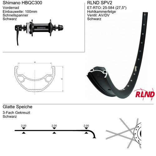 Roland - Voorwiel 27.5 25-584 zwart schijfrem centerlock rlnd spv2