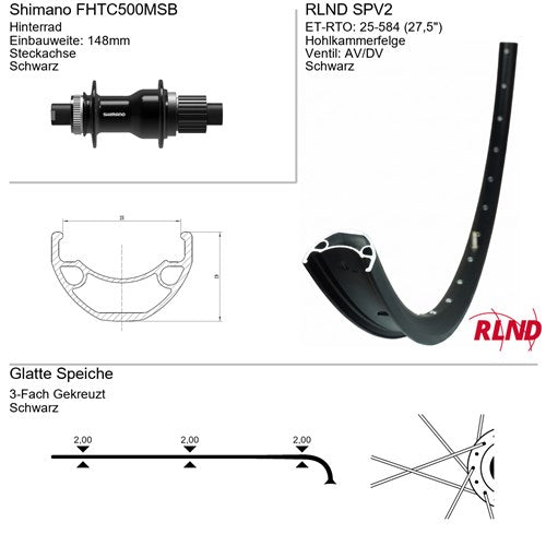 Roland - Achterwiel 27.5 25-584 zwart ta centerl. microspl rlnd spv2