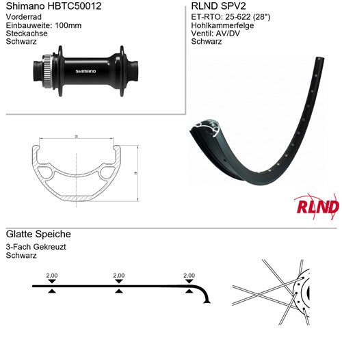 Roland - Voorwiel 28 inch 25-622 zwart ta schijfrem centerlock rlnd spv2