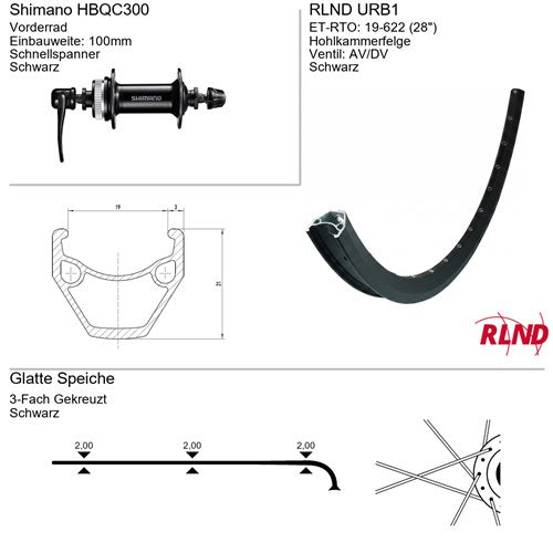 Roland - Voorwiel 28 inch 21-622 zwart schijfrem centerlock rlnd urb1
