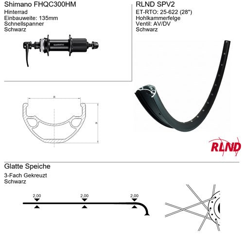 Roland - Achterwiel 28 inch 25-622 zwart centerlock cassette rlnd spv2