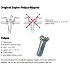Sapim - spaaknippel 13 polyax xl 14mm messing zilver (100st)